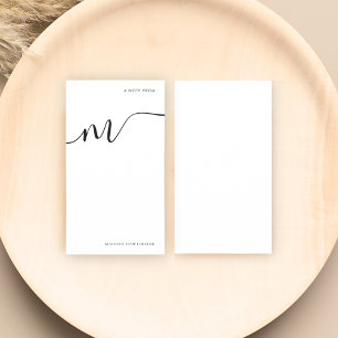 Modern Monogram Script Calligrafie Zwart Wit Notitiekaartje