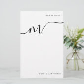 Modern Monogram Script Calligraphy Note Paper Briefpapier (Staand voorkant)