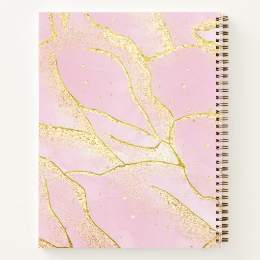 Modern Monogram Script Chic Girly Pink Gold Folie Notitieboek (Achterkant)