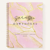 Modern Monogram Script Chic Girly Pink Gold Folie Notitieboek (Voorkant)