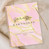 Modern Monogram Script Chic Girly Pink Gold Folie Notitieboek