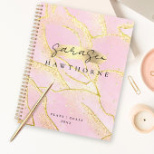 Modern Monogram Script Chic Girly Pink Gold Folie Planner