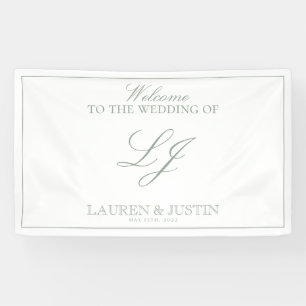 Modern Monogram Script Classic Sage Green Welkom Spandoek