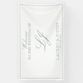Modern Monogram Script Classic Sage Green Welkom Spandoek (Verticaal)