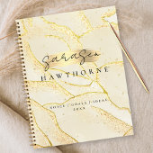 Modern Monogram Script Elegant Ivoor Gold Folie Notitieboek