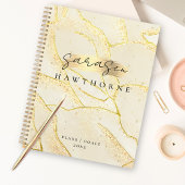 Modern Monogram Script Elegant Ivoor Gold Folie Planner