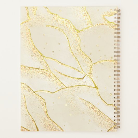 Modern Monogram Script Elegant Ivoor Gold Folie Planner (Achterkant)