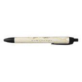 Modern Monogram Script Elegant Ivoor Goud Glitter Zwarte Inkt Pen (Bodem)