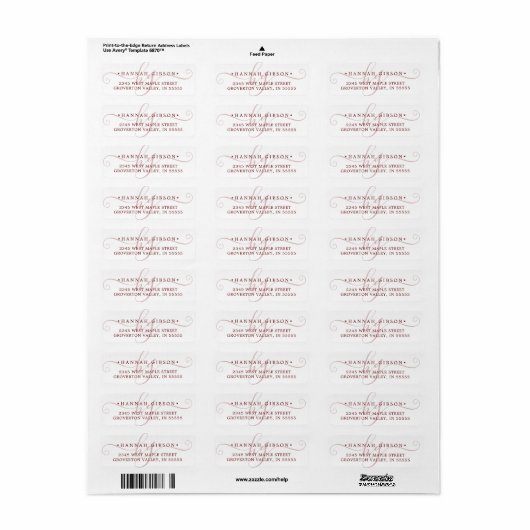Modern Monogram Script Initialen Burgundy Etiket (Full Sheet)