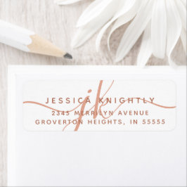 Modern Monogram Script Initialen Terracotta Etiket