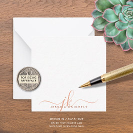 Modern Monogram Script Initialen Terracotta Notitiekaartje