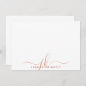 Modern Monogram Script Initialen Terracotta Notitiekaartje (Voorkant / Achterkant)