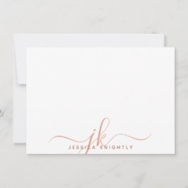 Modern Monogram Script Initialen Terracotta Notitiekaartje