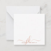 Modern Monogram Script Initialen Terracotta Notitiekaartje (Voorkant)