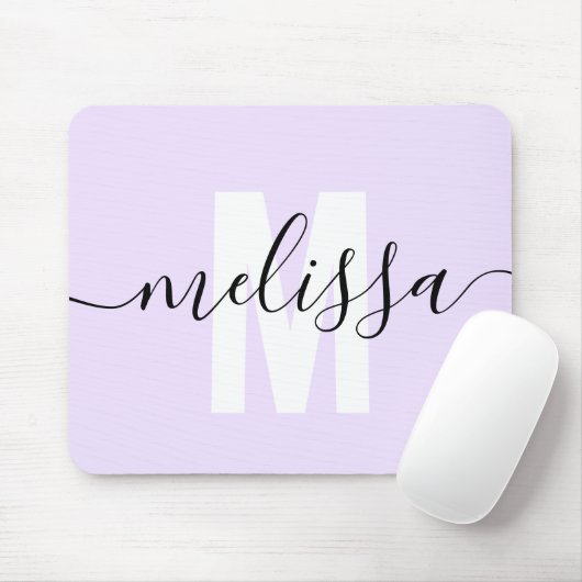 Modern Monogram script licht Paars Muismat (Met muis)