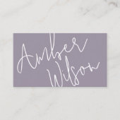 Modern Monogram Script Stijlvol Trendy Paarse Visitekaartje (Voorkant)