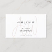Modern Monogram Script Stijlvolle Blush Bold Visitekaartje (Achterkant)