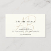 Modern Monogram Script Stijlvolle luxe Visitekaartje (Achterkant)