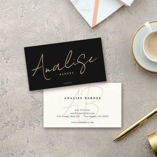 Modern Monogram Script Stijlvolle luxe Visitekaartje