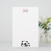 Modern Monogram Script Typografie Funny Panda Briefpapier (Staand voorkant)