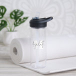 Modern Monogram Script Waterfles<br><div class="desc">Personaliseer deze heldere waterfles met uw monogram initiaal en uw voor- of achternaam in chique letters. Geweldig voor jezelf of als cadeau geven.</div>