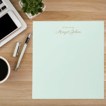 Modern Monogram Simple Stylish Mint Green & Gold Notitieblok<br><div class="desc">Modern Monogram Minimalist Simple Stylish Mint Green & Gold Notepad</div>