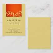 Modern Monogram Sinaasappel Buff Beige Visitekaart Visitekaartje (Voorkant / Achterkant)