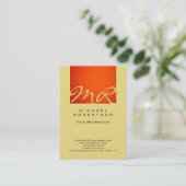 Modern Monogram Sinaasappel Buff Beige Visitekaart Visitekaartje (Staand voorkant)