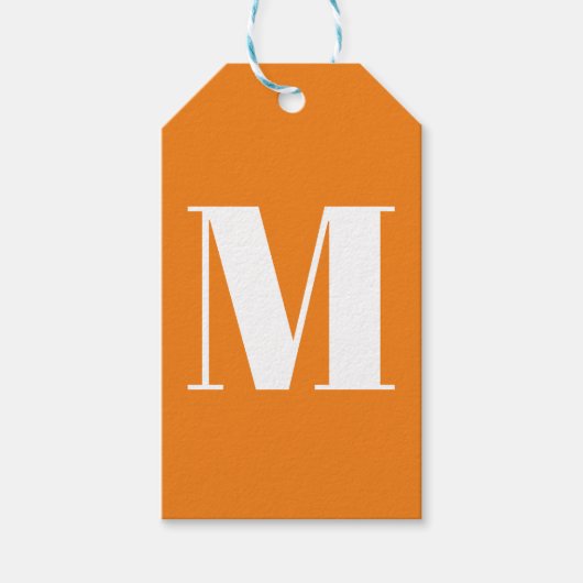 Modern monogram sinaasappel wit aangepaste initiaa cadeaulabel (Voorkant)
