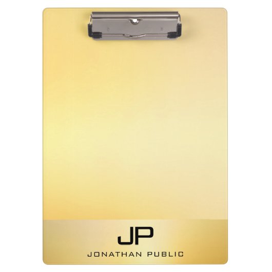 Modern Monogram Sjabloon Elegant Gold Professional Klembord (Voorkant)