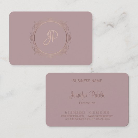 Modern Monogram Sjabloon Handgeschreven Script Visitekaartje (Voorkant / Achterkant)