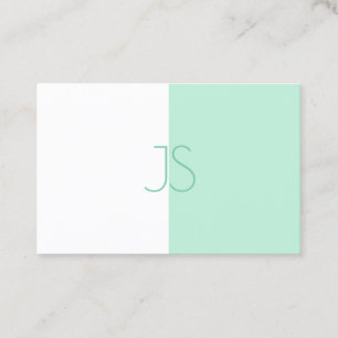 Modern Monogram Sjabloon Trendy Elegant Mint Green Visitekaartje