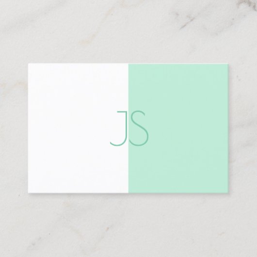 Modern Monogram Sjabloon Trendy Elegant Mint Green Visitekaartje (Voorkant)