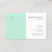 Modern Monogram Sjabloon Trendy Elegant Mint Green Visitekaartje (Achterkant)