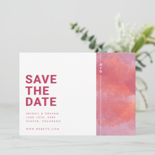 Modern Monogram slaat de datum op Save The Date (Staand voorkant)
