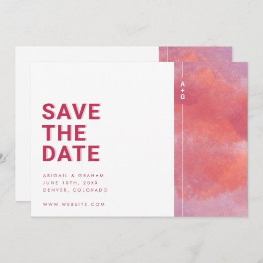 Modern Monogram slaat de datum op Save The Date (Voorkant / Achterkant)