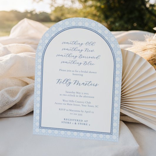 Modern Monogram Something Blue Cane Vrijgezellenfe Kaart