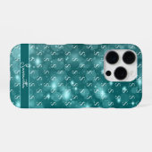 Modern Monogram Sparkle Ocean Blue iPhone Hoesje (Achterkant horizontaal)