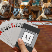 Modern Monogram stijlvol Initiaal Trendy Black Gre Pokerkaarten