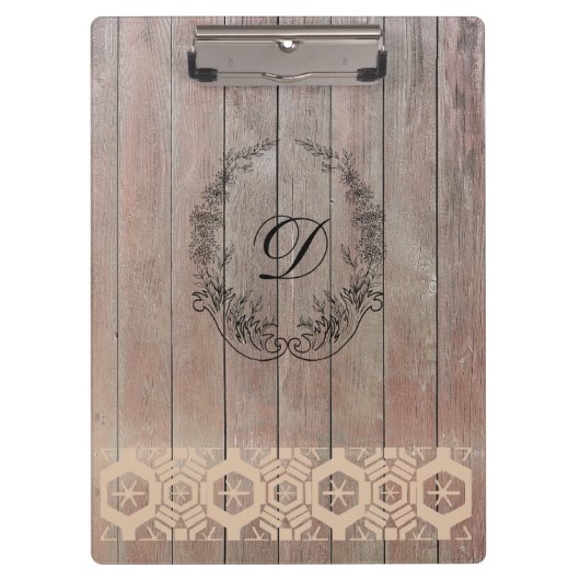 Modern Monogram stijlvol Patroon Hout Klembord (Voorkant)