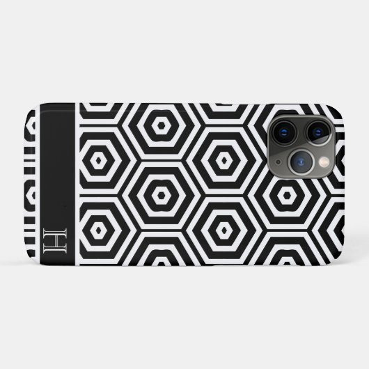 Modern Monogram stijlvol zwart-wit Case-Mate iPhone Case (Achterkant (horizontaal))