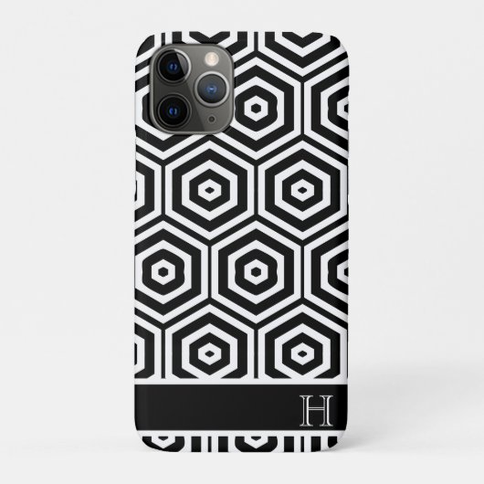 Modern Monogram stijlvol zwart-wit Case-Mate iPhone Case (Achterkant)