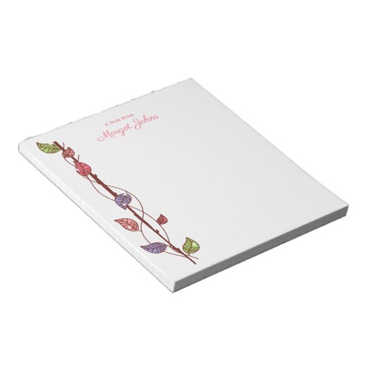 Modern Monogram Stijlvolle Boho Kleurrijke Veer Notitieblok (Schuin)