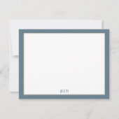 Modern Monogram Stof Blauw Notitiekaartje (Voorkant)