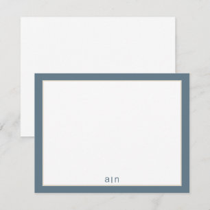 Modern Monogram Stof Blauw  Notitiekaartje