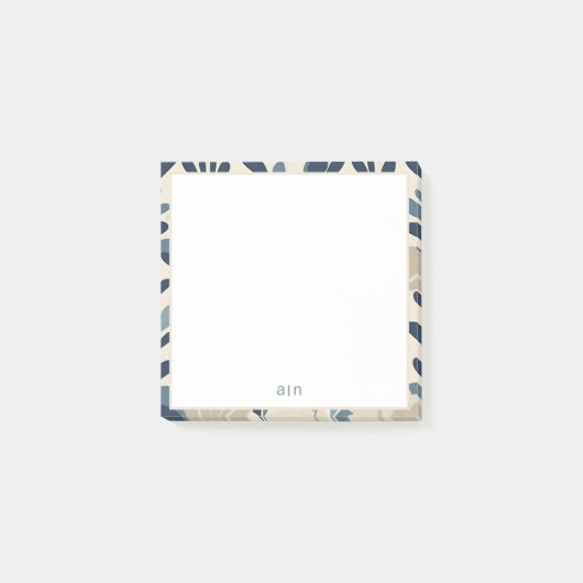 Modern Monogram Stofblauw  Post-it® Notes (Voorkant)