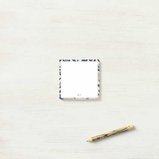 Modern Monogram Stofblauw  Post-it® Notes (Op bureau)