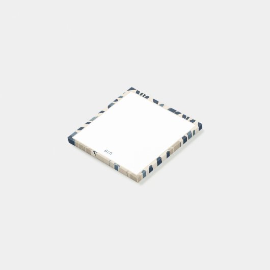 Modern Monogram Stofblauw  Post-it® Notes (Schuin)