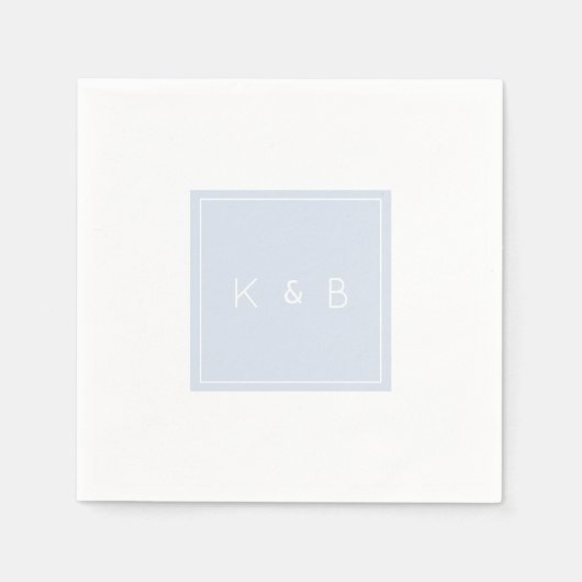 Modern Monogram Stofblauw & Witte Cocktail  Servet (Voorkant)