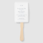 Modern Monogram Stoffig Blauw Script Huwelijksprog Handwaaier (Voorkant)